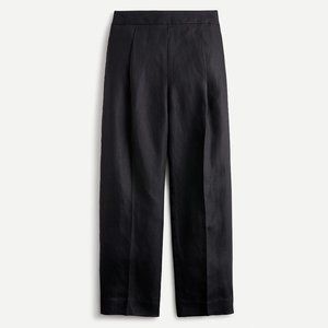 J. Crew Black High Rise Pleated Linen Blend Pants
